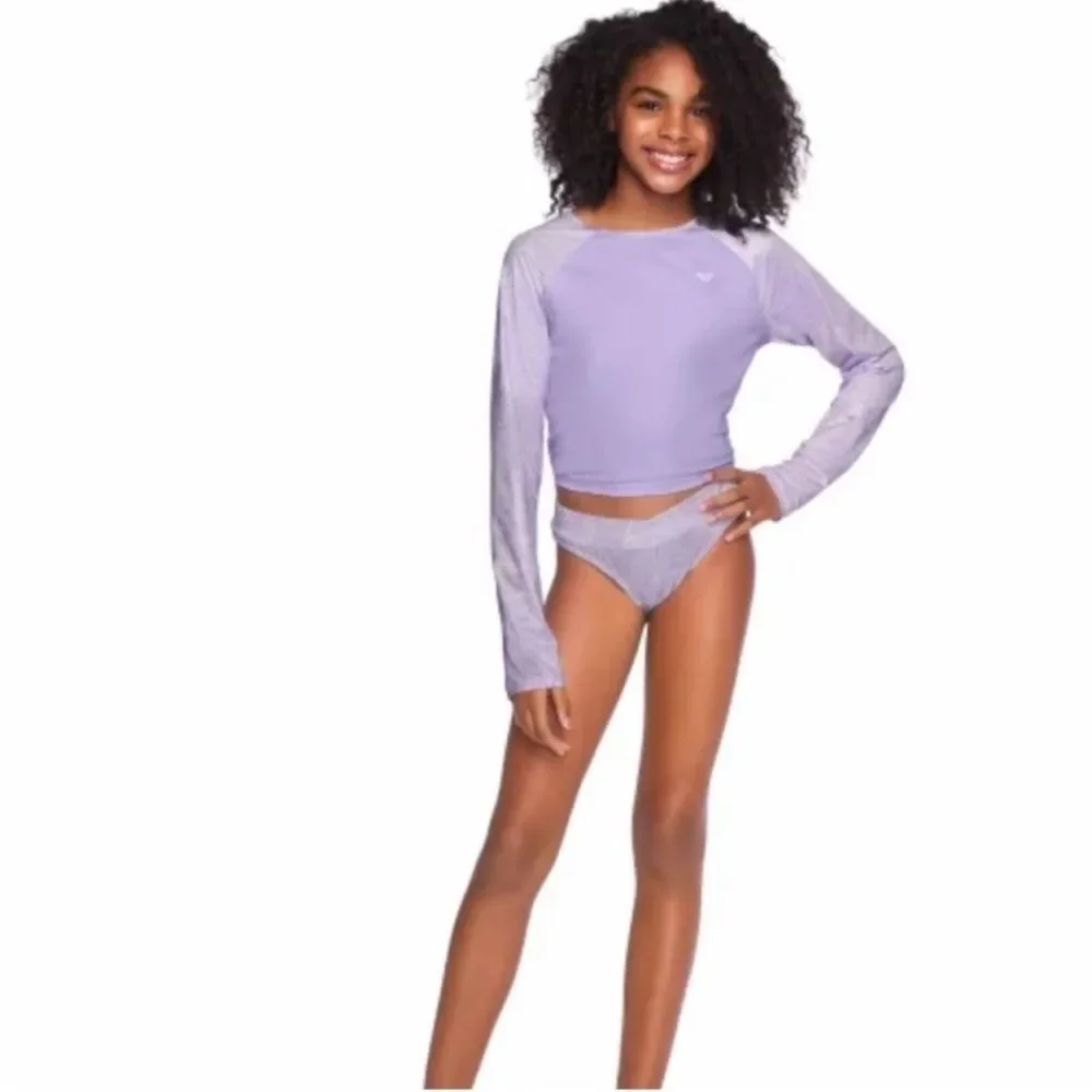 New! Roxy Youth 3-piece Swim Set Light Purple Girls Sz XL 18/20 UPF 50